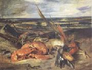 Eugene Delacroix Still Life with a Lobster and Trophies of Hunting and Fishing (mk05) Spain oil painting reproduction